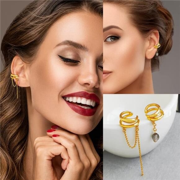 35 PCS Gold Silver Adjustable Ear Cuffs Earrings for Women Non-Piercing - Picture 5 of 8